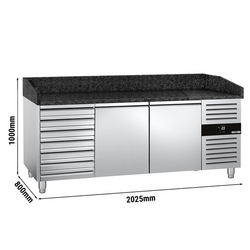 Rashladni pult za pripremu pizze PREMIUM - 2000x800 mm - sa 2 vrata & 7 ladica 