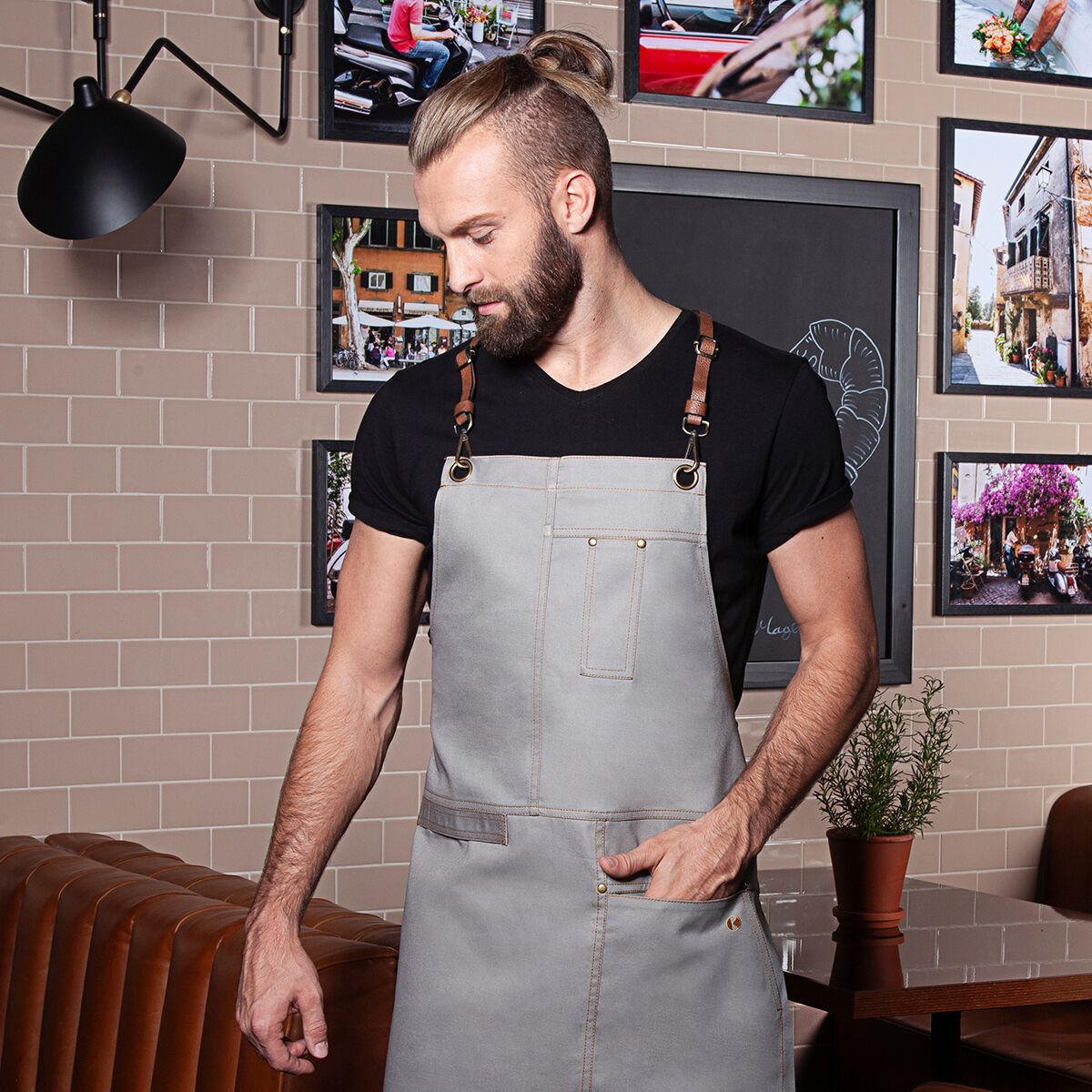 KARLOWSKY | Bistro Önlüğü  Urban X- Stil - Taş Grisi
