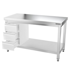 Table de travail en inox PREMIUM - 1400x600mm - avec fond de base & entretoise	