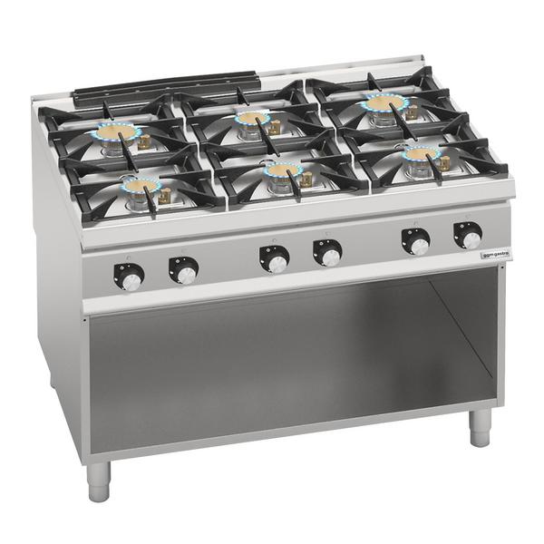 Gas Hob - 44kW - 6 burners - with open base shelf - Heavy Duty