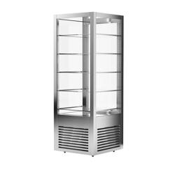 Armário frigorífico panorâmico - 440L - Vidro duplo - com 5 prateleiras de vidro - 1 porta traseira de vidro - Prateado