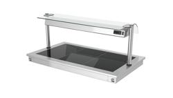 Beépíthető Melegentartó lap - rozsdamentes acél - 1000 mm - 3x GN 1/1 - 1,35 kW - leheletvédő üveggel