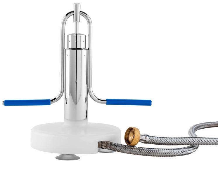 Sciacquatrice per bicchieri e contenitori con supporto, ventose e tubo flessibile