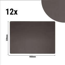 (12 piezas) Manteles individuales James - en elegante aspecto de cuero - 33 x 46 cm - moka
