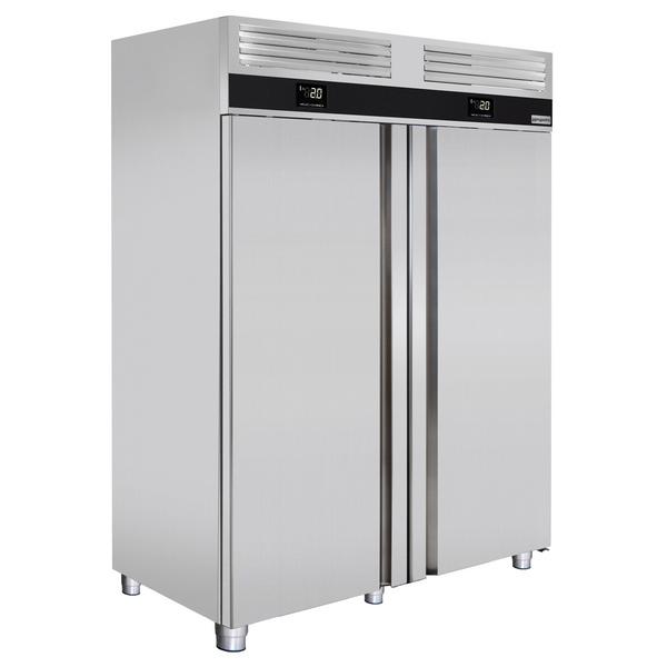 ثلاجة ومجمد مدمجان ستانلس ستيل PREMIUM - GN 2/1 - 1400 L - -25…+8 °C - مع بابان