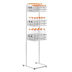 Freestanding Bottle & Glass Rack for Orange Juicer - Stainless Steel - 390x310x1440mm - with 3 baskets