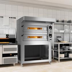 (2×) Commercial Double-Deck Electric Pizza Oven Manual ANTONIO – 4+4 Ø33 cm each - 400°C - 17.6 kW - Hood & Stand