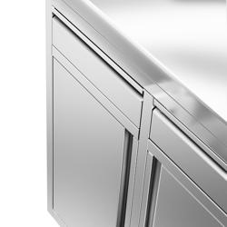 Table armoire en acier inoxydable - 800x600mm - avec 2 tiroirs et portes battantes - avec dosseret - pour machine à café (cafetière à filtre)