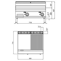 Commercial Electric Griddle - 9.6kW - Smooth/Ribbed Plate (half & half) - Cooking area: 795x500mm