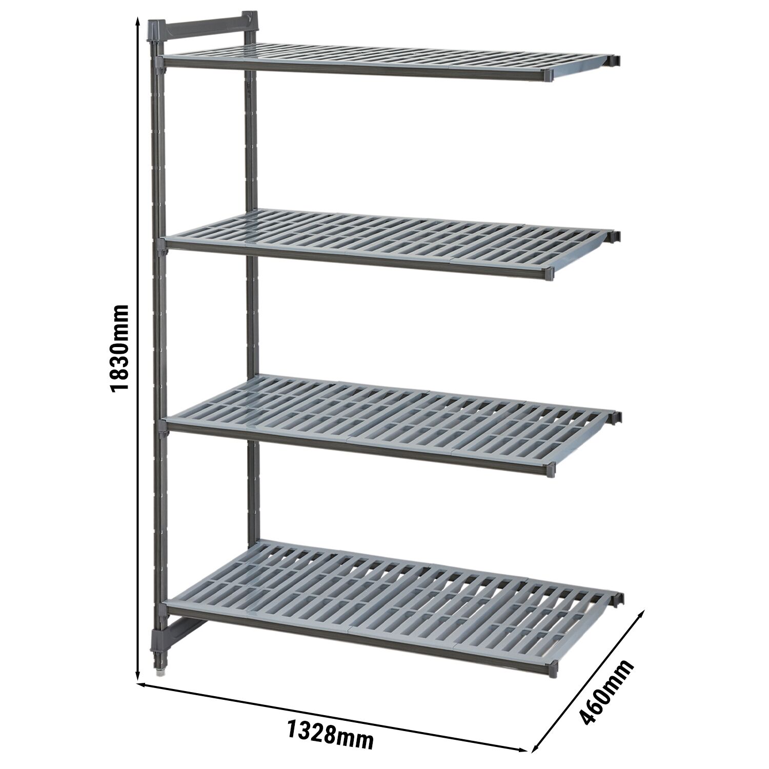 CAMBRO | Camshelving® Commercial Basics Plus Add-On Shelving Unit - 4 Slotted Shelves - 1,328×460 mm - Graphite Grey