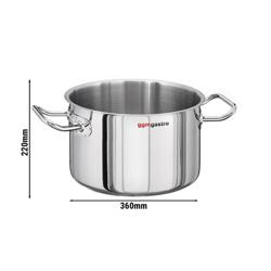 Braadpan - RVS - 23 liter - Ø 360mm - Hoogte: 220mm - met inductiebodem / sandwichbodem