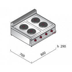Fogão elétrico 4x placas circulares (10,4 kW)