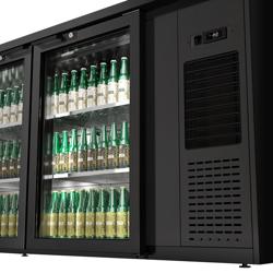 ثلاجة مشروبات PREMIUM PLUS - 1989x512mm - 469 لتر - مع 3 أبواب زجاجية مفصلية، زجاج ثلاثي & إضاءة LED - أسود