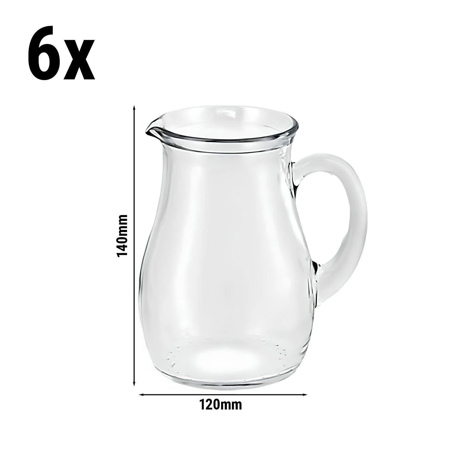 (6 pièces) Pichet / Carafe en verre – VILLAGE – 500 ml – avec poignée