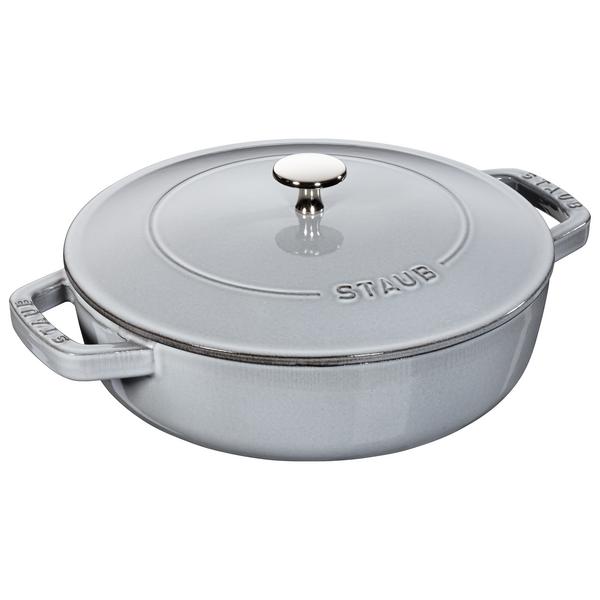 STAUB | Enameled Cast Iron Round Braiser – Ø24 cm - Graphite Grey - Self-Basting Chistera Lid