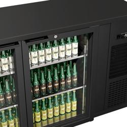 Bárhűtő PREMIUM PLUS - 1989x512 mm - 469 liter - 3 üvegajtó, LED világítás, ventilációs hűtés, automatikus leolvasztás & zár - fekete