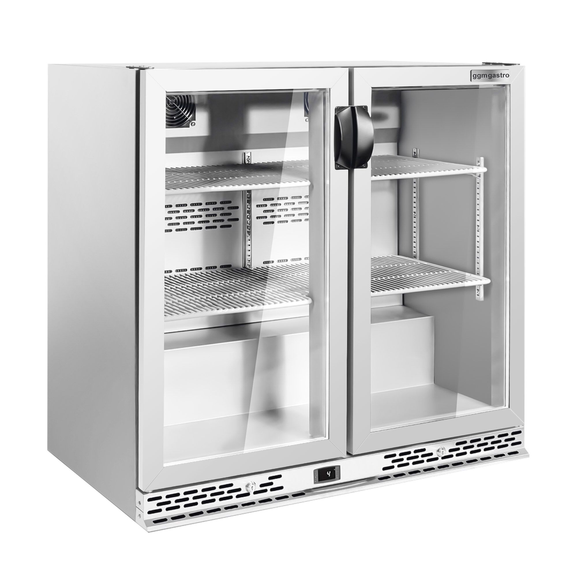 Réfrigérateur de bar – 900 mm – 220 litres – avec 2 portes vitrées battantes – en inox
