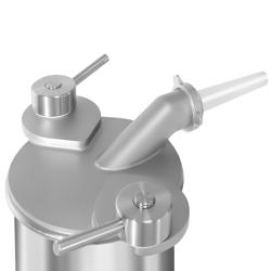 Hidraulikus kolbásztöltő ipari - álló - 50 l - 560 W - rozsdamentes acél - tartozékok: 4 db töltőcső