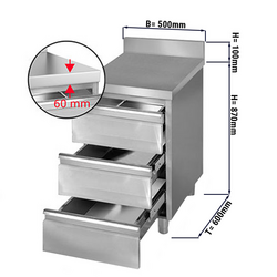 یونیت کشویی پریمیوم سه کشویی و دیواره دار - 500*600 میلیمتر