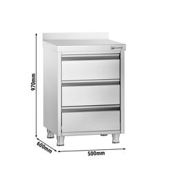 Schubladenschrank PREMIUM mit 3 Schubladen & Aufkantung - 500x600mm