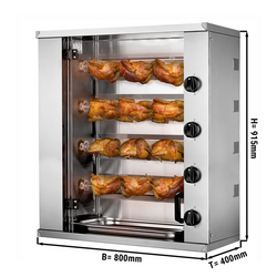 Kaasu Mini-broilerigrilli - 12,8kW - 4 vartaalla jopa 12 broilerille