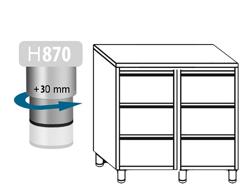 Cassettiera PREMIUM - in acciaio inox AISI 304 - con 6 cassetti - 1000x600mm