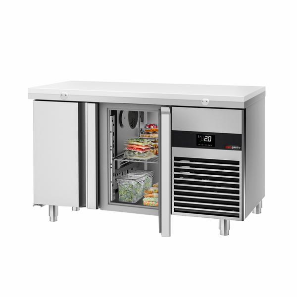 Koelwerkbank PREMIUM - 1400x700mm - 281 liter - kleur wit - met 2 deuren - incl. snijplank wit - snijplaat wit