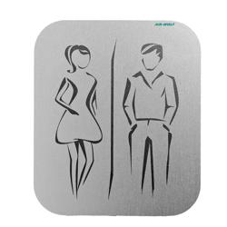 AIR-WOLF | Cartello per porta "Toilet" - autoadesivo - Acciaio inox