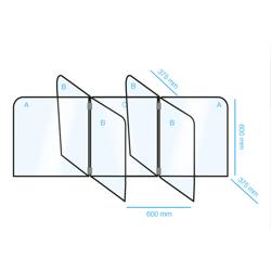 Écran de protection en plexiglas - 1800x600mm - Set pour 6 postes
