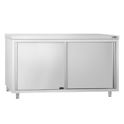 Armoire de travail en acier inoxydable PREMIUM - 1600 mm - avec passe-plat        