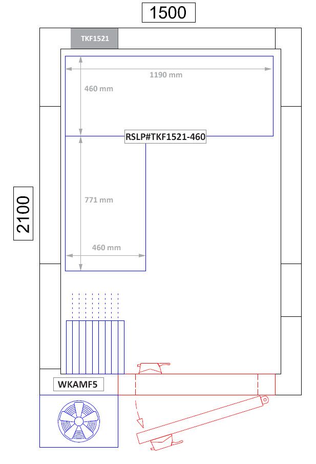 Set di scaffali in alluminio (anodizzato) - Forma a L - Profondità di installazione: 460 mm