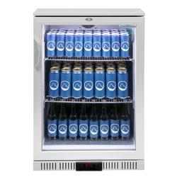 GASTRO-COOL | Bárhűtőszekrény - 600mm - 128 liter - 1 üvegajtóval - ezüst színű