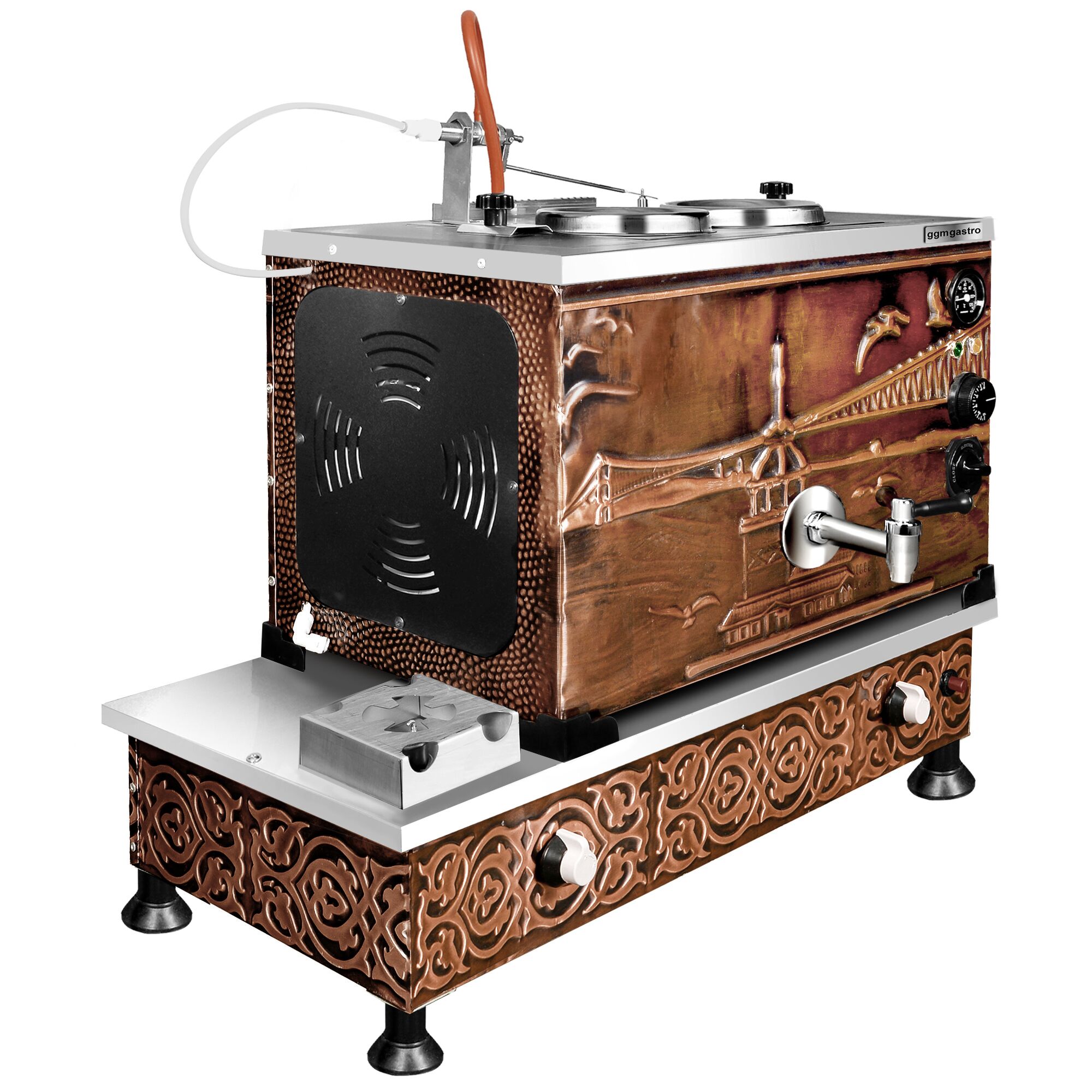 Samovar en cuivre - 770mm - 22 L - Mixte gaz/électrique - Design Istanbul