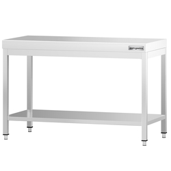 Mesa de trabalho PREMIUM - em Aço Inoxidável  - 1,2 m - com estrutura e prateleira de base