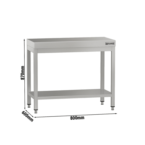 Paslanmaz Çelik Çalışma tezgahı ECO - 800x700mm- Sırtsız alt raflı