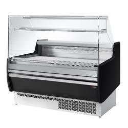 Banco gastronomia professionale - 1310x953mm - Ventilata - Vetro dritto - Pannello frontale Nero - con 2 porte - con 1 ripiano