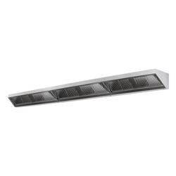 Wandafzuigkap RVS - 900mm diep - 6000mm - zonder motor - met 9 labyrintfilters en verlichting