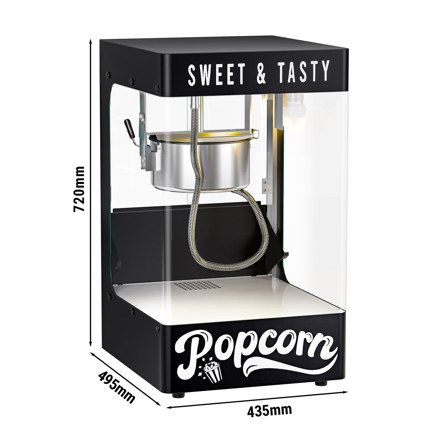 Machine à pop-corn professionnelle - 1,31kW - 5kg/h - avec 1 marmite - Noir