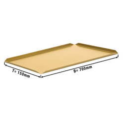 (5 db) Cukrászati/ és prezentációs tányér alumíniumból - 700 x 150 x 10 mm - Pezsgőszínű