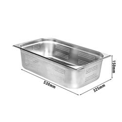 Acier inoxydable Bac GN GN 1/1 - perforé - Profondeur: 150mm
