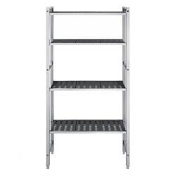 Početni regal od aluminija - 660x1800 mm - Dubina: 360 mm - s 4 podesivim policama - Nosivost: 900 kg ukupno