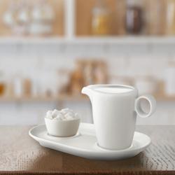 (6 db) LUX - Csészealj cukortartóhoz és tejeskancsóhoz - Szögletes - 21,5x14 cm - porcelán - Elefántcsont
