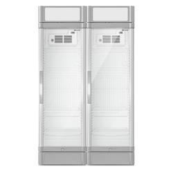 (2 pieces) Commercial Beverage Display Fridge - 690 L - 2 Glass Doors & Advertising Display