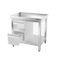 Mesa de trabalho em aço inoxidável PREMIUM - 0,8 m - com placa de base e suporte