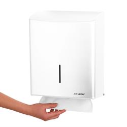 AIR WOLF | Kağıt Havlu Dispenseri - 600 havlu için - paslanmaz çelik - beyaz