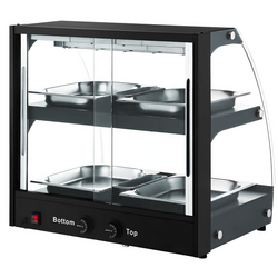 Warmhoudvitrine - 650mm - met 2 planken - Zwart
