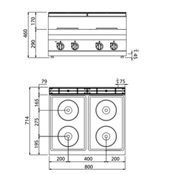 Fogão elétrico 4x placas circulares (10,4 kW)