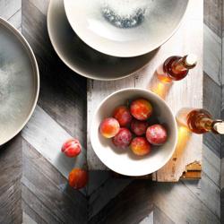 (6 pcs) Dessert Bowl - Nordic - Stoneware - 900ml - round - Ø 150mm - Green/White