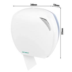 AIR-WOLF | Büyük Rulolar için Tuvalet Kağıdı Dispenseri - 290 mm'ye kadar 1 büyük rulo için - ABS plastik - beyaz