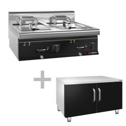 Elektrická dvojitá fritéza - 10+10 litrů - 18 kW - vč. podstavce se 2 dvířky